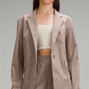Lululemon NWT Relaxed Fit Twill Blazer Jacket Taupestatic Taupe Tan Brown Small
